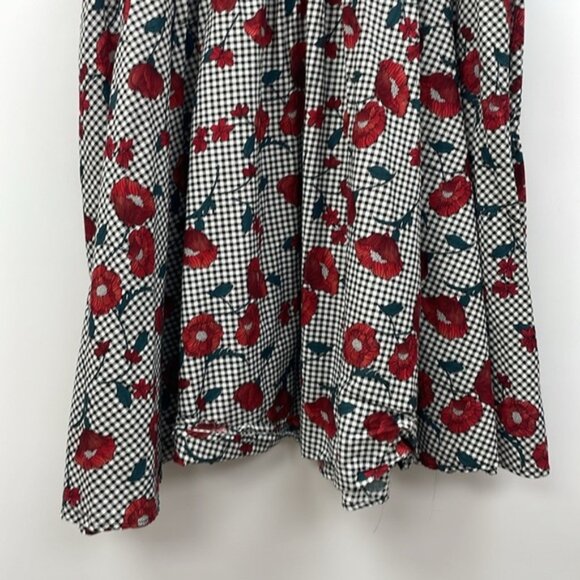 City Chic Poppy Floral Gingham Plaid Smocked Off-the-Shoulder A-Line Dress 24 - Picture 4 of 10